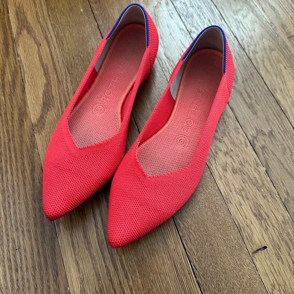 Rothy's Women's The Point Flat Shoes, Bright Red, Size 7.5, New without Box